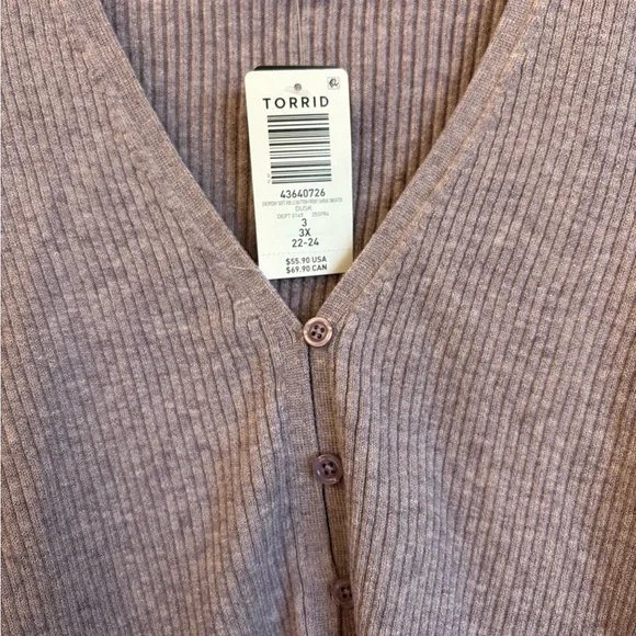 NWT Crop Purple V-Neck Sweater Ribbed Knit Super Soft Cozy - Picture 5 of 11